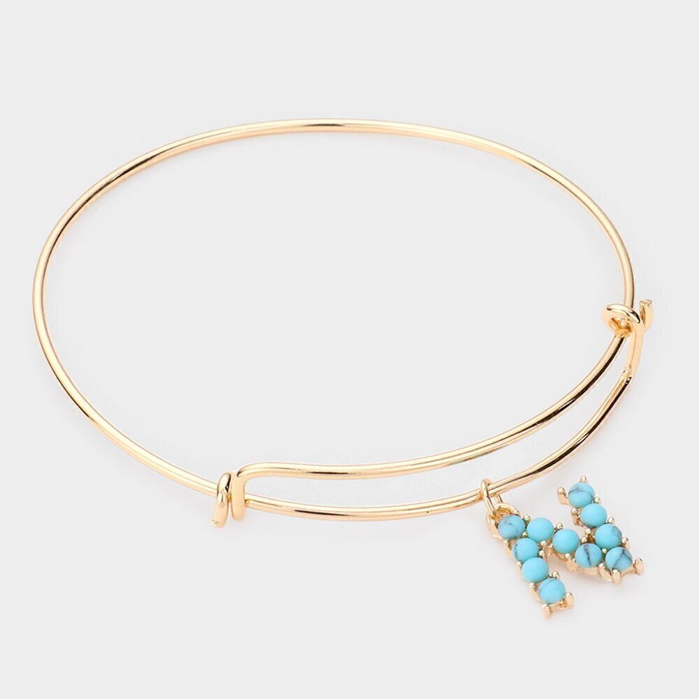 NWT Bohemian -N- Turquoise Embellished Monogram Charm Bracelet